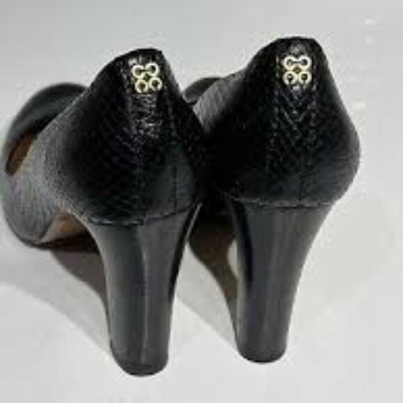 Coach Snakeskin Pattern Leather Heels Black Women Size 6B - Picture 8 of 9